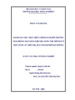Đánh giá việc thực hiện chính sách bồi thường giải phóng mặt bằng khi nhμ nước thu hồi đất ở một số dự án trên địa bàn thành phố hải phòng 