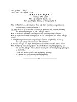 Tài liệu ĐỀ THI TRẮC NGHIỆM HỌC KỲ 1 LÝ 10,11 ( có ĐA) THPT BÌNH ĐIỀN pptx