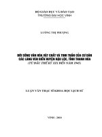 Đời sống văn hóa vật chất và tinh thần của cư dân các làng ven biển huyện hậu lộc, tỉnh thanh hóa từ đầu thế kỷ XIX đến năm 1945 