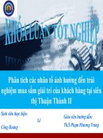 Slide phân tích các nhân tố ảnh hưởng đến trải nghiệm mua sắm giải trí của khách hàng tại siêu thị thuận thành II 