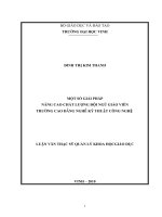 Một số giải pháp nâng cao chất lượng đội ngũ giáo viên trường cao đẳng nghề kỹ thuật công nghệ 