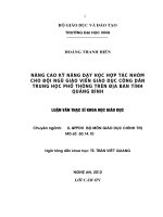 Nâng cao kỹ năng dạy học hợp tác nhóm cho đội ngũ giáo viên giáo dục công dân trung học phổ thông trên địa bàn tỉnh quảng bình luận văn thạc sĩ khoa học giáo dục 