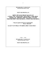Một số giải pháp quản lý công tác giáo dục đạo đức cho học sinh các trường THCS thành phố thanh hóa, tỉnh thanh hóa 