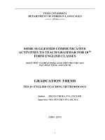 Some suggested communicative activities to teach grammar for 10th form english classes 