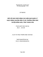 Một số giải pháp nâng cao hiệu quả quản lý hoạt động chuyên môn ở các trường mầm non huyện đông sơn, tỉnh thanh hoá 