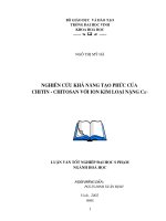 Nghiên cứu khả năng tạo phức của chitin   chitosan với ion kim loại nặng CU2 
