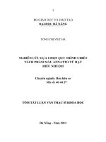 Nghiên cứu lựa chọn quy trình chiết tách phẩm màu annatto từ hạt điều nhuộm 