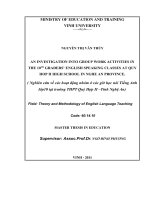 An investigation into group work activities in the 10th graders' english speaking classes at quy hop II high school in nghe an province 
