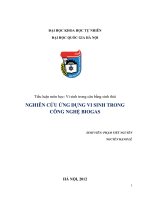 NGHIÊN cứu ỨNG DỤNG VI SINH TRONG CÔNG NGHỆ BIOGAS 