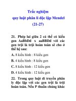 Tài liệu Trắc nghiệm quy luật phân li độc lập Mendel (21-27) pptx