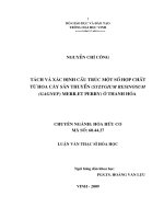 Tách và xác định cấu trúc một số hợp chất từ hoa cây sắn thuyền (syzygium resinosum (gagnep) merr et perry) ở thanh hoá 