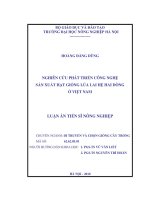 Nghiên cứu phát triển công nghệ sản xuất giống lúa lai hệ hai dòng ở việt nam 