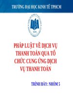 PHÁP LUẬT về DỊCH vụ THANH TOÁN QUA tổ CHỨC CUNG ỨNG DỊCH vụ THANH TOÁN 