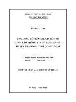 Ứng dụng công nghệ GIS hỗ trợ cảnh báo thông tin lũ tại miền núi huyện trà bồng tỉnh quảng ngãi 