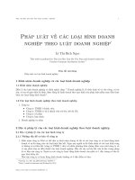 Bài giảng luật kinh tế:Pháp luật về các loại hình doanh nghiệp theo luật doanh nghiệp