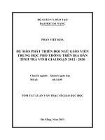 Dự báo phát triển đội ngũ giáo viên trung học phổ thông trên địa bàn tỉnh trà vinh giai đoạn 2012   2020 
