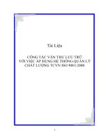 Tài liệu CÔNG TÁC VĂN THƯ LƯU TRỮ VỚI VIỆC ÁP DỤNG HỆ THỐNG QUẢN LÝ CHẤT LƯỢNG TCVN ISO 9001:2000 pdf