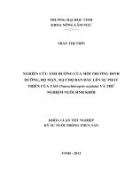 Nghiên cứu ảnh hưởng của môi trường dinh dưỡng, độ mặn, mật độ ban đầu lên sự phát triển của tảo nanochloropsis oculata và thử nghiệm nuôi sinh khối luận văn tốt nghiệp đại học 