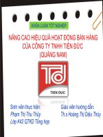Slide nâng cao hiệu quả hoạt động bán hàng của công ty TNHH tiến đức (quảng nam 