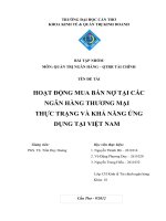 HOẠT ĐỘNG MUA bán nợ tại các NGÂN HÀNG THƯƠNG mại THỰC TRẠNG và KHẢ NĂNG ỨNG DỤNG tại VIỆT NAM 