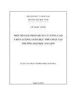 Một số giải pháp quản lý nâng cao chất lượng giáo dục thể chất tại trường đại học sài gòn 