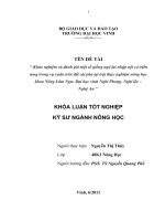 Khảo nghiệm và đánh giá một số giống ngô lai nhập nội có triển vọng trong vụ xuân trên đất cát pha tại trại thực nghiệm khoa nông lâm ngư   đại học vinh nghi phong   nghi lộc   nghệ an 