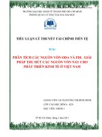 PHÂN TÍCH các NGUỒN vốn ODA và FDI  GIẢI PHÁP THU hút các NGUỒN vốn này CHO PHÁT TRIỂN KINH tế ở VIỆT NAM 