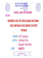 Slide nghiên cứu và ứng dụng khí sinh học biogas cho động cơ đốt trong 