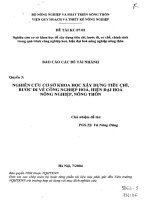 Nghiên cứu cơ sở khoa học xây dựng tiêu chí, bước đi về công nghiệp hoá, hiện đại hoá nông nghiệp, nông thôn 