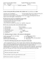 Bài soạn Đề KT Anh 6-Bài số 1 HK II sau unit 11