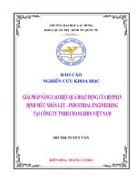 GIẢI PHÁP NÂNG CAO HIỆU QUẢ HOẠT ĐỘNG của bộ PHẬN ĐỊNH mức NHÂN LỰC–INDUSTRIAL ENGINEERING tại CÔNG TY TNHH CHANGSHIN VIỆT NAM 