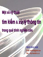 Một số kỹ thuật tìm kiếm & xử lý thông tin trong quá trình nghiên cứu