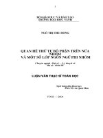 Quan hệ thứ tự bộ phận trên nửa nhóm và một số lớp ngôn ngữ phi nhóm 