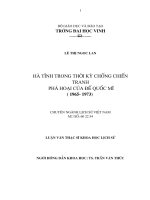 Hà tĩnh trong thời kì chống chiến tranh phá hoại của đế quốc mĩ (1965   1973) 