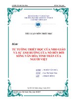 SỰ ẢNH HƯỞNG của tư TƯỞNG TRIẾT học NHO GIÁO đến đời SỐNG văn hóa TINH THẦN của NGƯỜI VIỆT 
