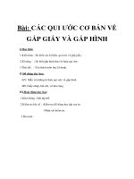 Tài liệu Thủ công 1 - Bài: CÁC QUI ƯỚC CƠ BẢN VỀ GẤP GIẤY VÀ GẤP HÌNH ppt
