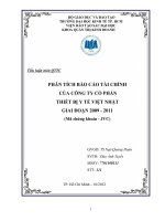 PHÂN TÍCH báo cáo tài CHÍNH của CÔNG TY cổ PHẦN THIẾT BỊ y tế VIỆT NHẬT GIAI ĐOẠN 2009   2011 