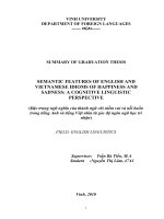 Semantic features of english and vietnamese idioms of happiness and sadness 