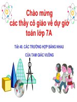 Bài soạn tiet40 truong hop bang nhau cua tam giac vuong