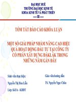 Slide một số GIẢI PHÁP NHẰM NÂNG CAO HIỆU QUẢ HOẠT ĐỘNG đầu tư tại CÔNG TY cổ PHẦN xây DỰNG ĐẮKLẮK TRONG NHỮNG năm gần đây 