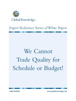 Tài liệu We Cannot Trade Quality for Schedule or Budget! ppt