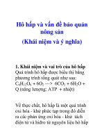 Tài liệu Hô hấp và vấn đề bảo quản nông sản (Khái niệm và ý nghĩa) docx