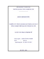 Nghiên cứu tích tụ ruộng đất trong sản xuất nông nghiệp trên địa bàn tỉnh hưng yên 