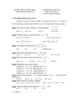 ĐỀ KIỂM TRA MÔN TOÁN, HỌC KÌ II, LỚP 9 Đề số 2