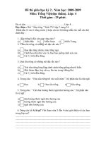 Đề thi ĐK3 ( Toán, TV ) Lớp 4: 2008 - 2009