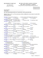 ĐỀ THI TUYỂN SINH CAO ĐẲNG NĂM 2012 Môn: TIẾNG ANH; Khối A1 và Khối D1 mã 532