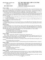 ĐỀ THI CHỌN HỌC SINH GIỎI CẤP LỚP 9 TỈNH NĂM 2011 MÔN SINH  HỌC – SỞ GIÁO DỤC VÀ ĐÀO TẠO LONG AN