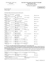 ĐỀ TRẮC NGHIỆM VÀO 10+KEY(14-215)