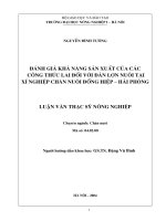 Đánh giá khả năng sản suất của các công thức lai đối với đàn lợn nuôi tại xí nghiệp chăn nuôi đồng hiệp hải phòng 