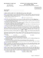 ĐỀ THI TUYỂN SINH ĐẠI HỌC NĂM 2011 Môn: SINH HỌC; Khối B 613 